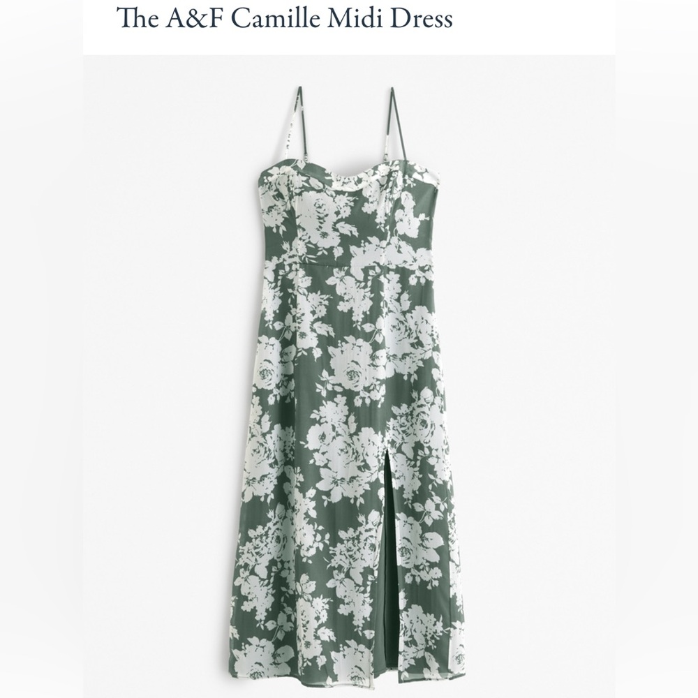 A&F Camille Midi Dress in Green Floral Size XL